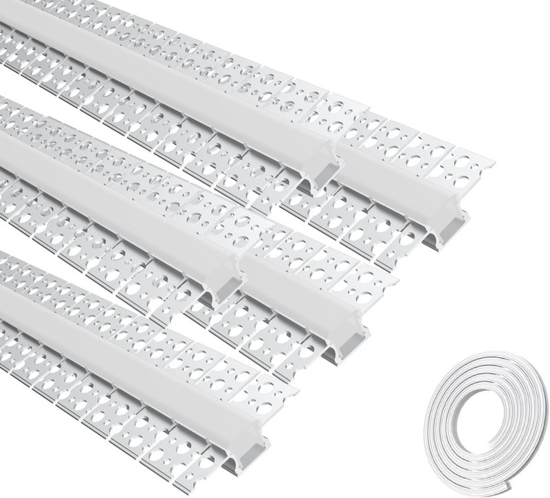 Besseto Plaster-in LED Channel 5Pack 1M/3.3ft,Bendable Drywall Strip Light Aluminum Channel,Flexible Curved Aluminum LED Channel for Wall and Ceiling with Long Silicone Diffuser - Image 1